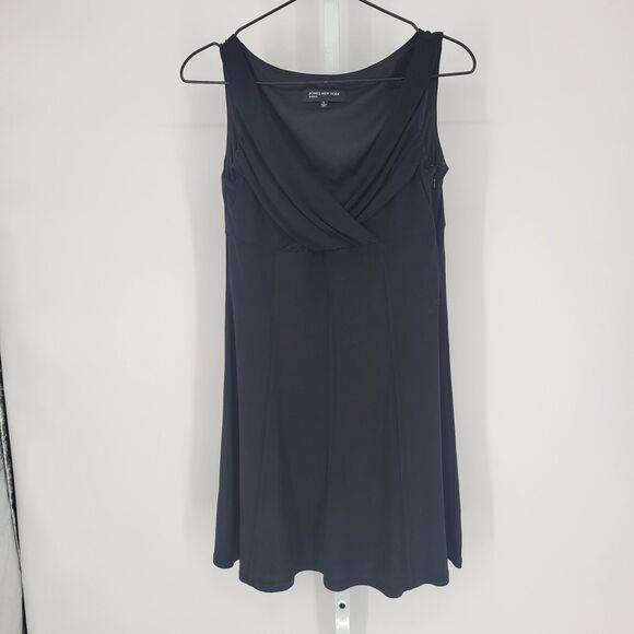 Jones New York Womens Sz 6 Knee Length Sleeveless Dress Solid Black Cocktail - Picture 1 of 4